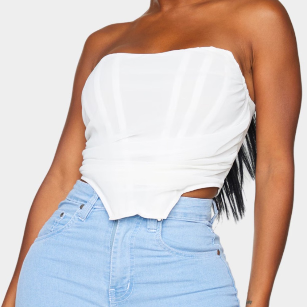 Chiffon Ruched Corset Crop Top